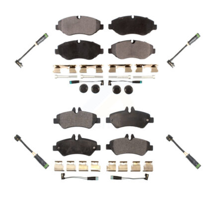Front Rear Ceramic Disc Brake Pads & Extra Wear Sensor Kit For Freightliner Sprinter 2500 KTW-101466
