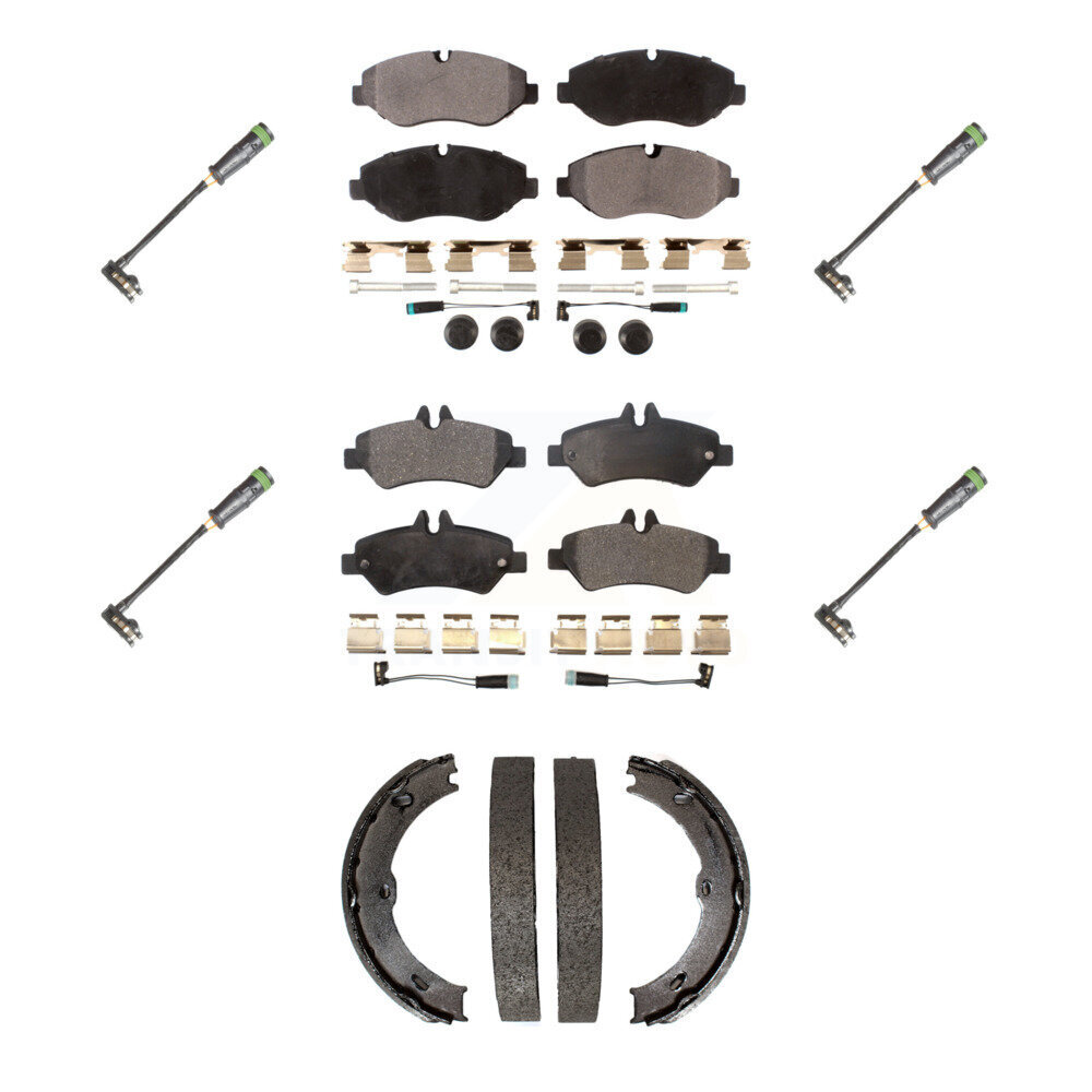 Front Rear Ceramic Brake Pad & Extra Wear Sensor Kit (7Pc) For Freightliner Sprinter 2500 KTW-101486
