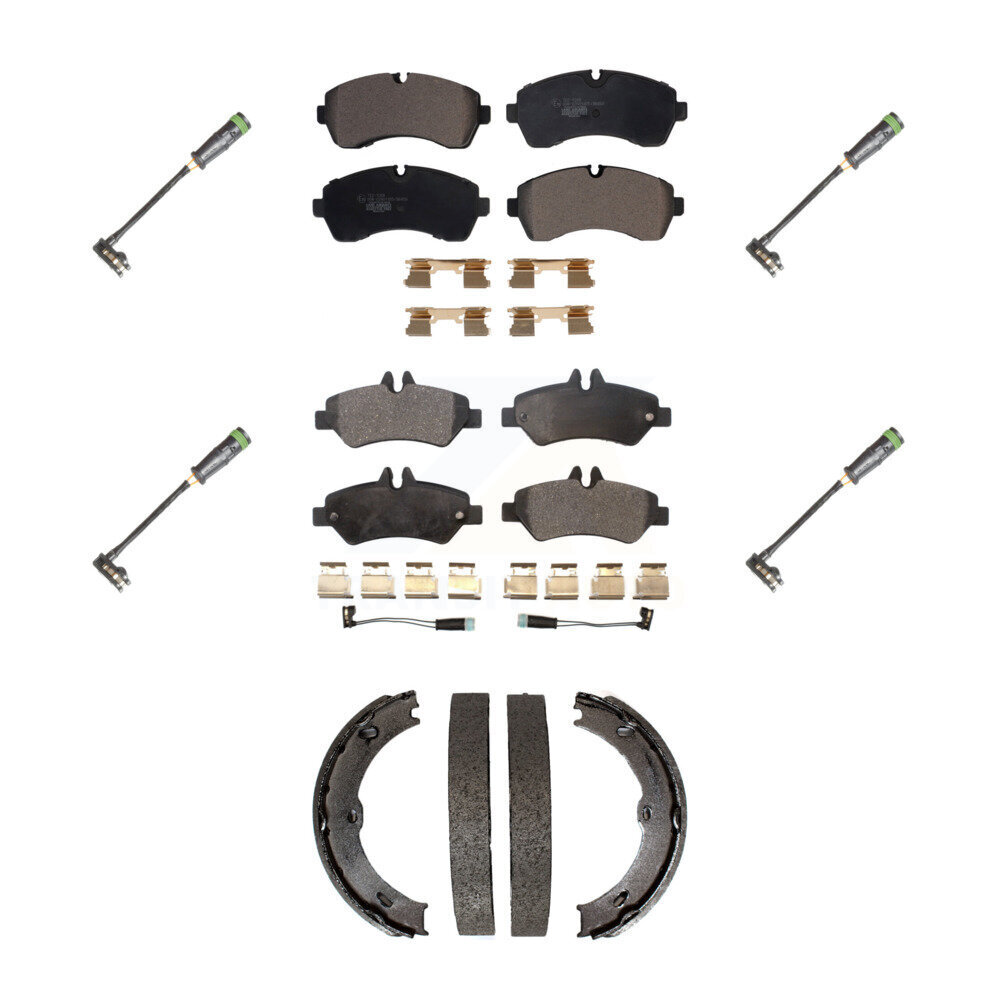 Front Rear Ceramic Brake Pad & Extra Wear Sensor Kit (7Pc) For Freightliner Sprinter 3500 KTW-101487