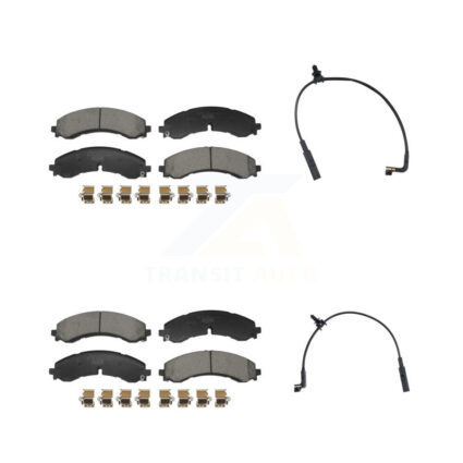 Front Rear Ceramic Brake Pad & Wear Sensor Kit For GMC Chevrolet Sierra 2500 HD Silverado KTW-101751