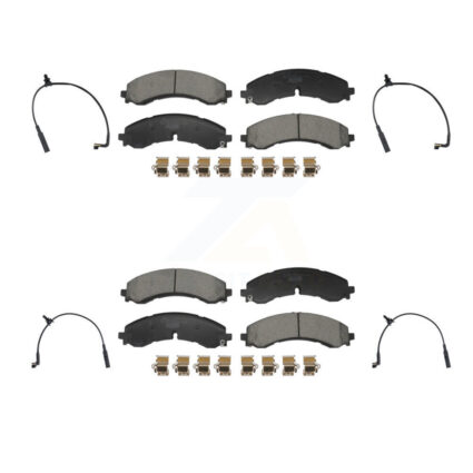 Front Rear Ceramic Brake Pad & Wear Sensor Kit For GMC Chevrolet Sierra 2500 HD Silverado KTW-101774