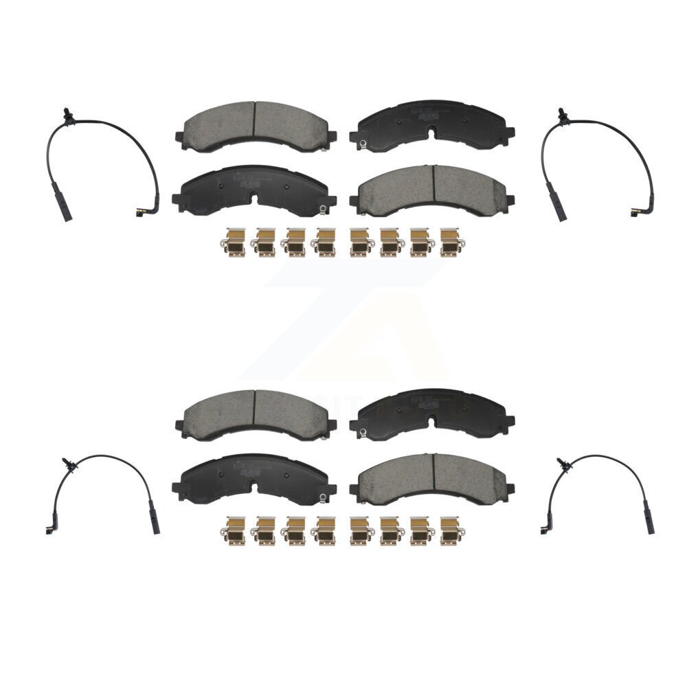 Front Rear Ceramic Brake Pad & Wear Sensor Kit For GMC Chevrolet Sierra 2500 HD Silverado KTW-101774