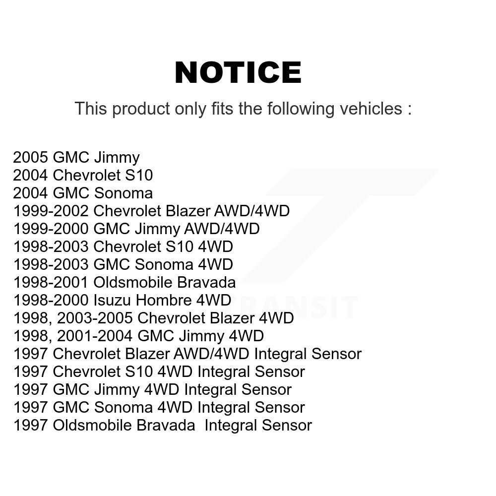 Front Wheel Bearing And Hub Assembly Pair For Chevrolet GMC Blazer S10 Jimmy Sonoma Isuzu K70-100257 - Image 2
