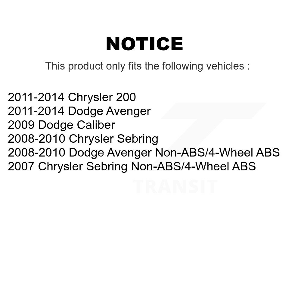 Front Wheel Bearing And Hub Assembly Pair For Chrysler 200 Dodge Avenger Sebring Caliber K70-100318 - Image 2