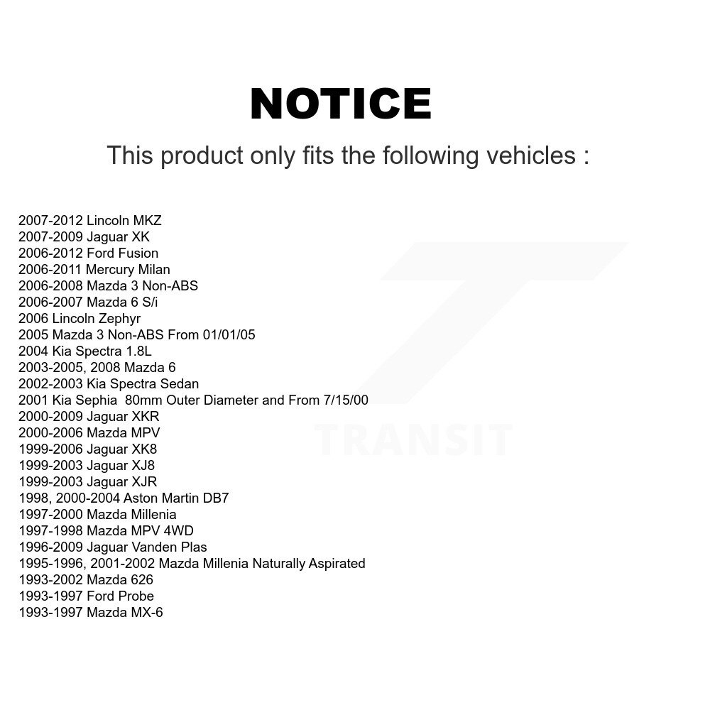 Front Wheel Bearing Pair For Mazda Ford Fusion 3 6 Lincoln MKZ Jaguar MPV Vanden Plas XKR K70-100488 - Image 2
