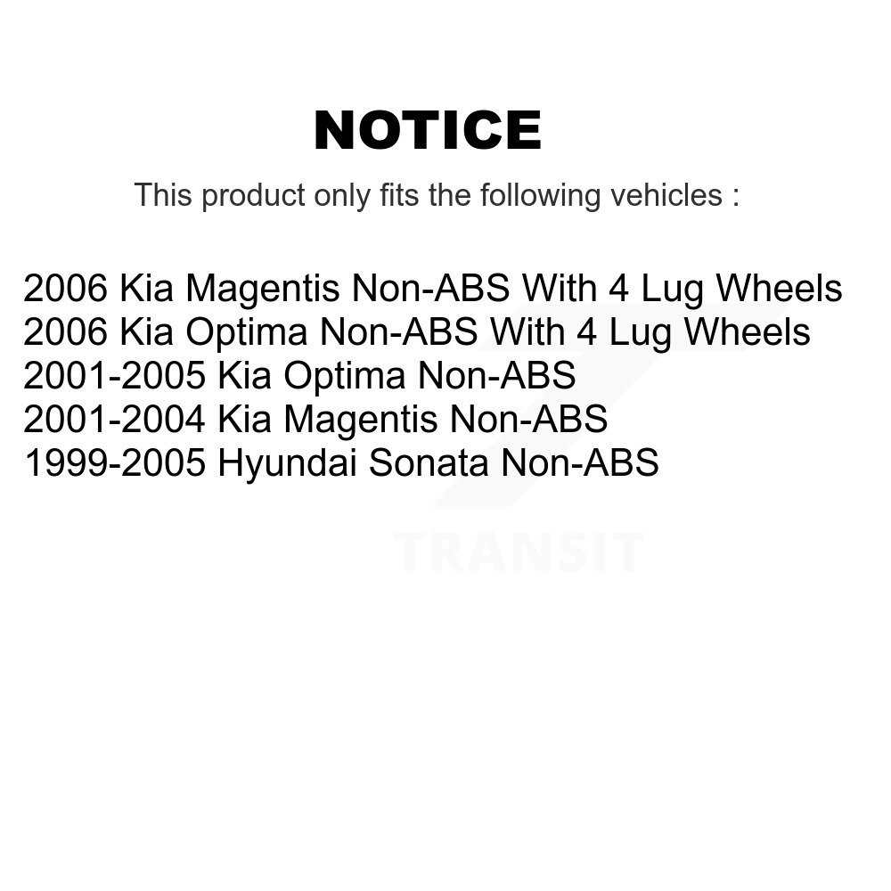 Rear Wheel Bearing And Hub Assembly Pair For Hyundai Sonata Kia Optima Magentis Non-ABS K70-100594 - Image 2