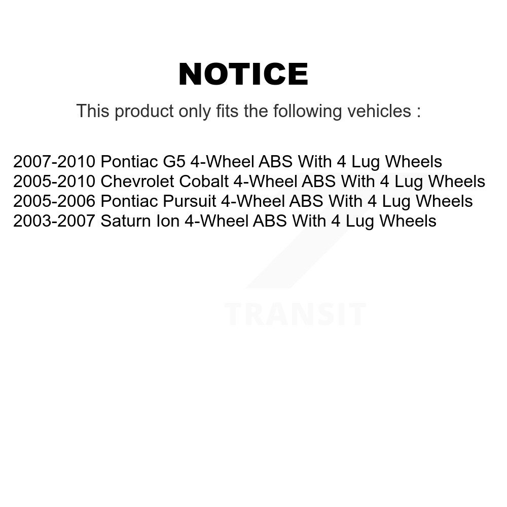 Rear Wheel Bearing & Hub Assembly Pair For Chevrolet Cobalt Pontiac G5 Saturn Ion Pursuit K70-100616 - Image 2