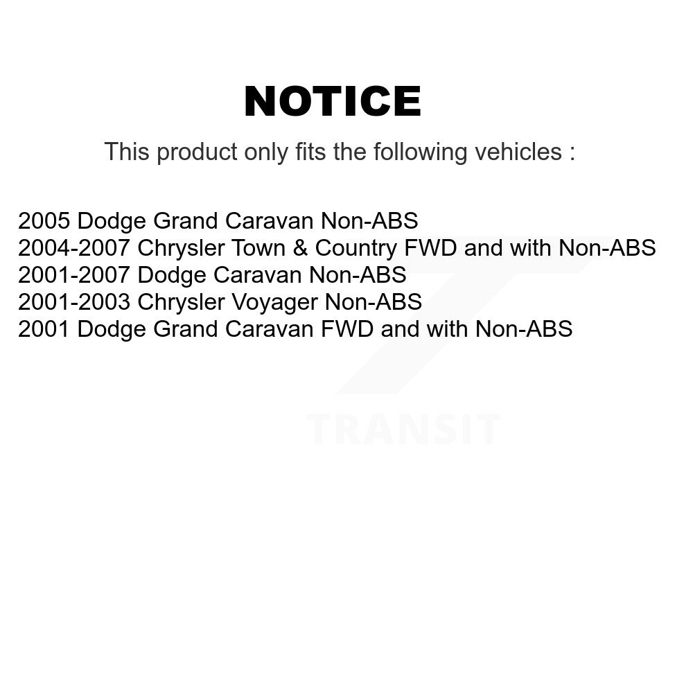 Front Rear Wheel Bearing Hub Assembly Kit For Dodge Caravan Grand Chrysler Town & Country K70-101181 - Image 2
