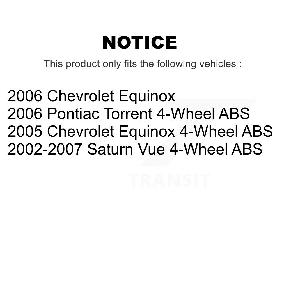 Front Rear Wheel Bearing & Hub Assembly Kit For Saturn Vue Chevrolet Equinox Pontiac K70-101194 - Image 2