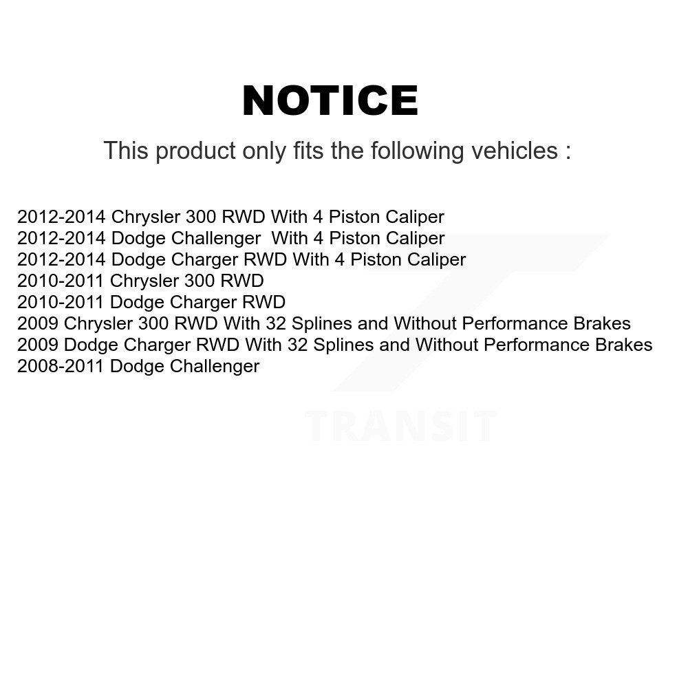 Front Rear Wheel Bearing & Hub Assembly Kit For Dodge Chrysler 300 Charger Challenger K70-101223 - Image 2