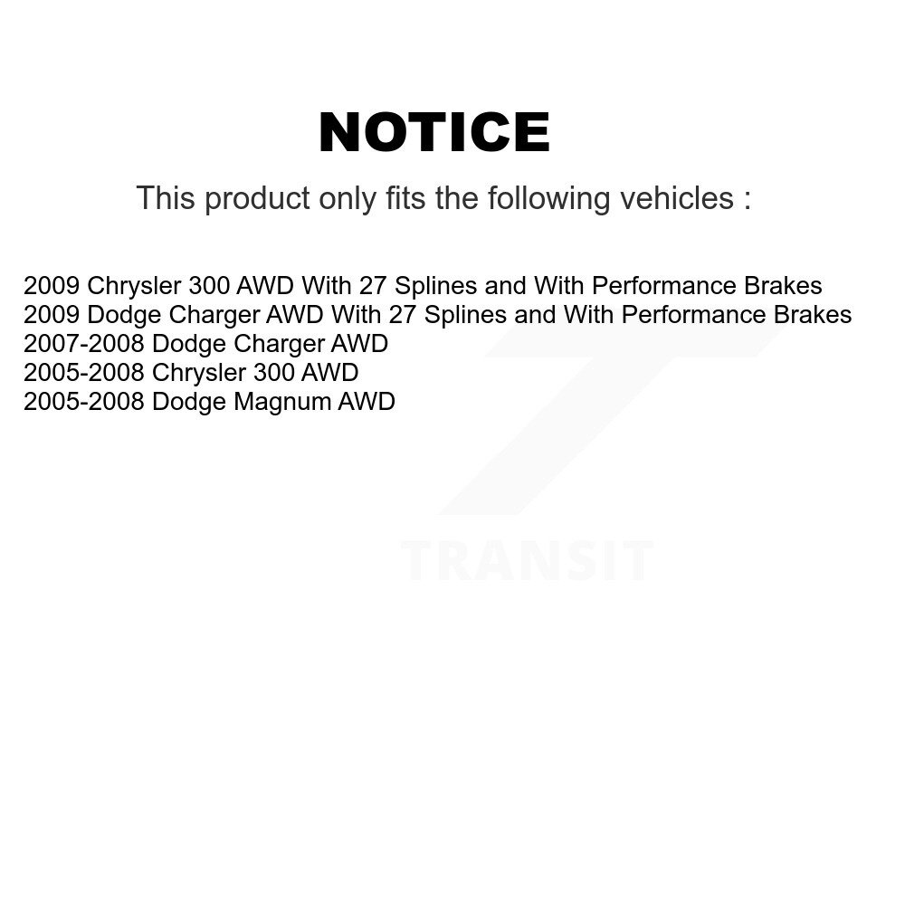 Front Rear Wheel Bearing & Hub Assembly Kit For Chrysler 300 Dodge Charger Magnum AWD K70-101224 - Image 2