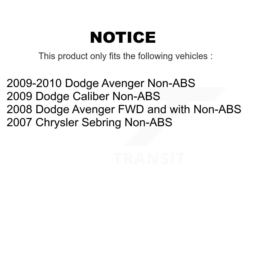 Front Rear Wheel Bearing & Hub Assembly Kit For Dodge Avenger Caliber Chrysler Sebring K70-101251 - Image 2
