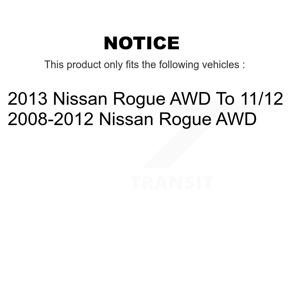 Front Rear Wheel Bearing & Hub Assembly Kit For 2008-2013 Nissan Rogue AWD K70-101269 - Image 2