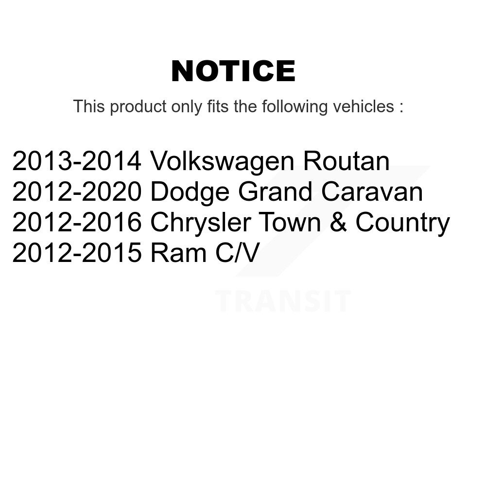 Front Rear Wheel Bearing Hub Assembly Kit For Dodge Grand Caravan Chrysler Town & Country K70-101299 - Image 2