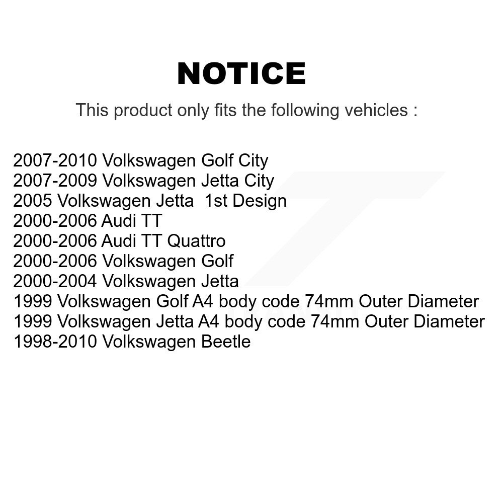 Front Rear Wheel Bearing & Hub Assembly Kit For Volkswagen Jetta Golf Beetle City Audi TT K70-101532 - Image 2