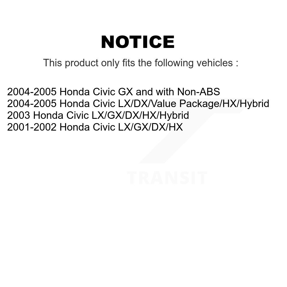 Front Rear Wheel Bearing And Hub Assembly Kit For Honda Civic K70-101545 - Image 2