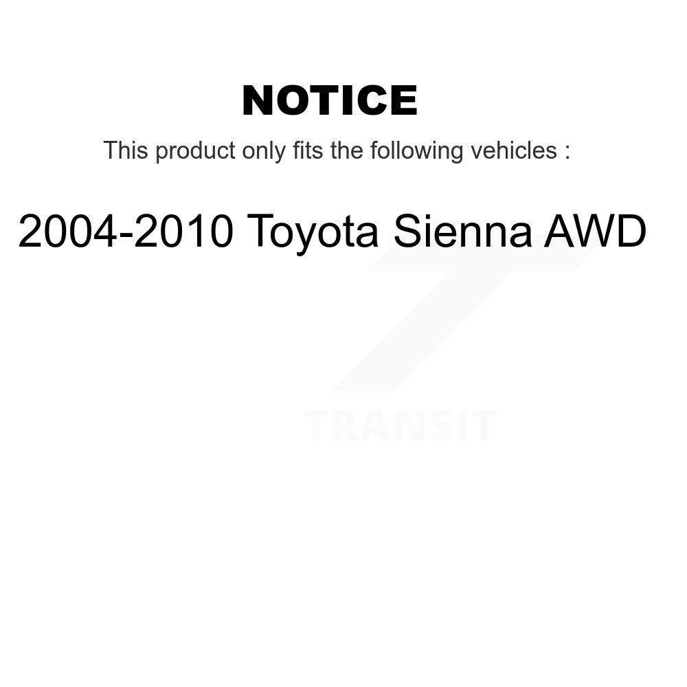 Front Rear Wheel Bearing And Hub Assembly Kit For 2004-2010 Toyota Sienna AWD K70-101585 - Image 2