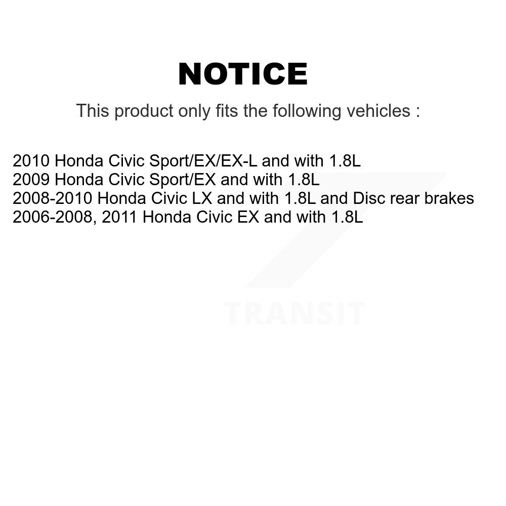 Front Rear Wheel Bearing And Hub Assembly Kit For Honda Civic K70-101625 - Image 2