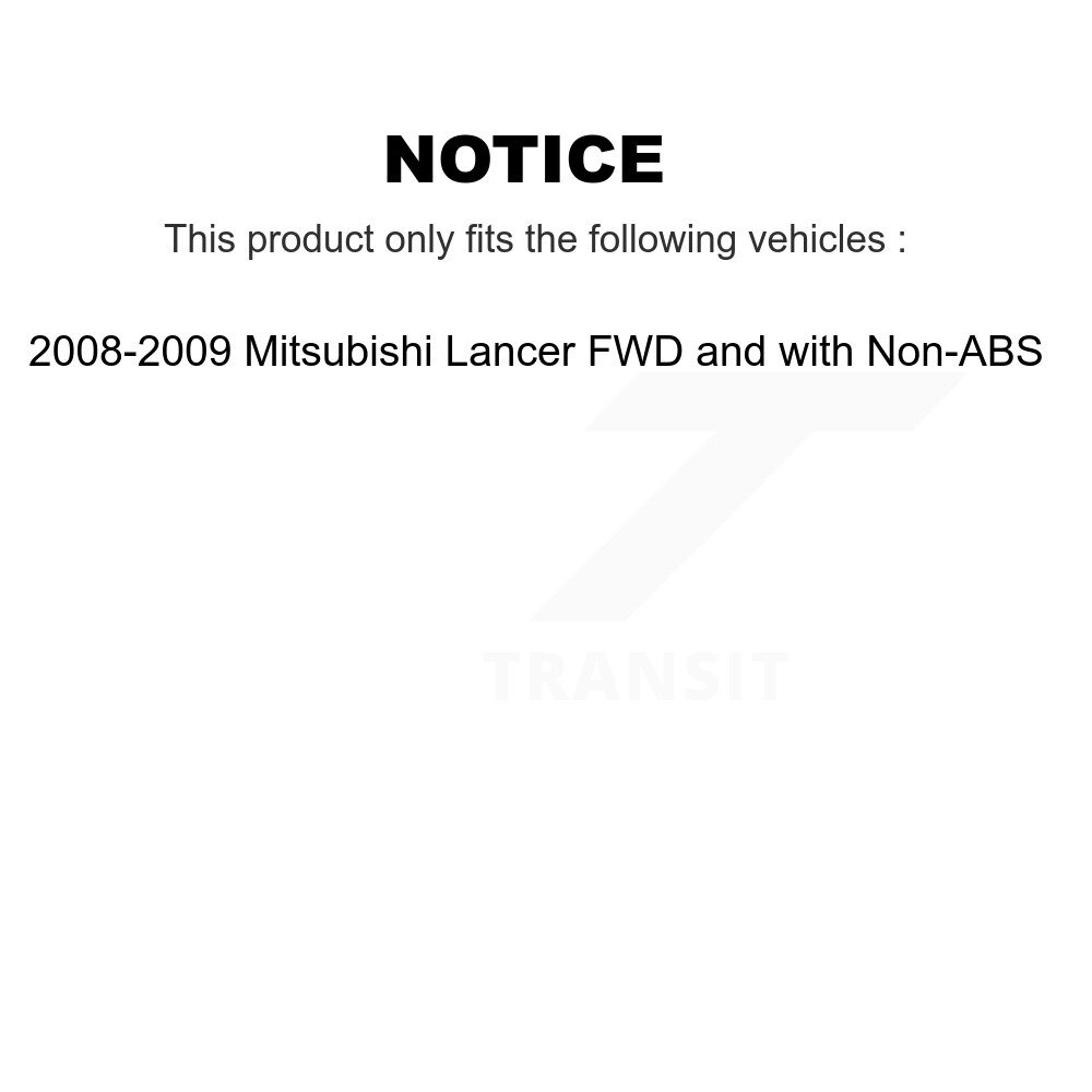 Front Rear Wheel Bearing & Hub Assembly Kit For 08-09 Mitsubishi Lancer FWD with Non-ABS K70-101635 - Image 2