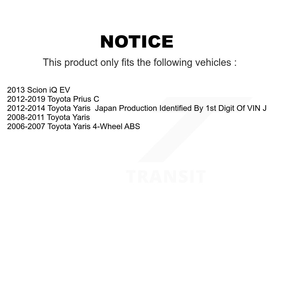 Front Rear Wheel Bearing And Hub Assembly Kit For Toyota Yaris Prius C Scion iQ K70-101654 - Image 2