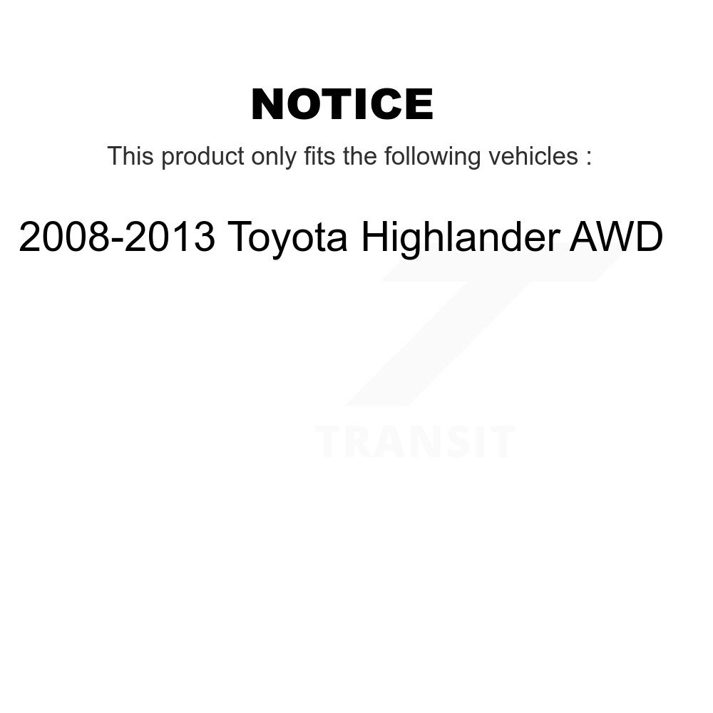 Front Rear Wheel Bearing And Hub Assembly Kit For 2008-2013 Toyota Highlander AWD K70-101662 - Image 2