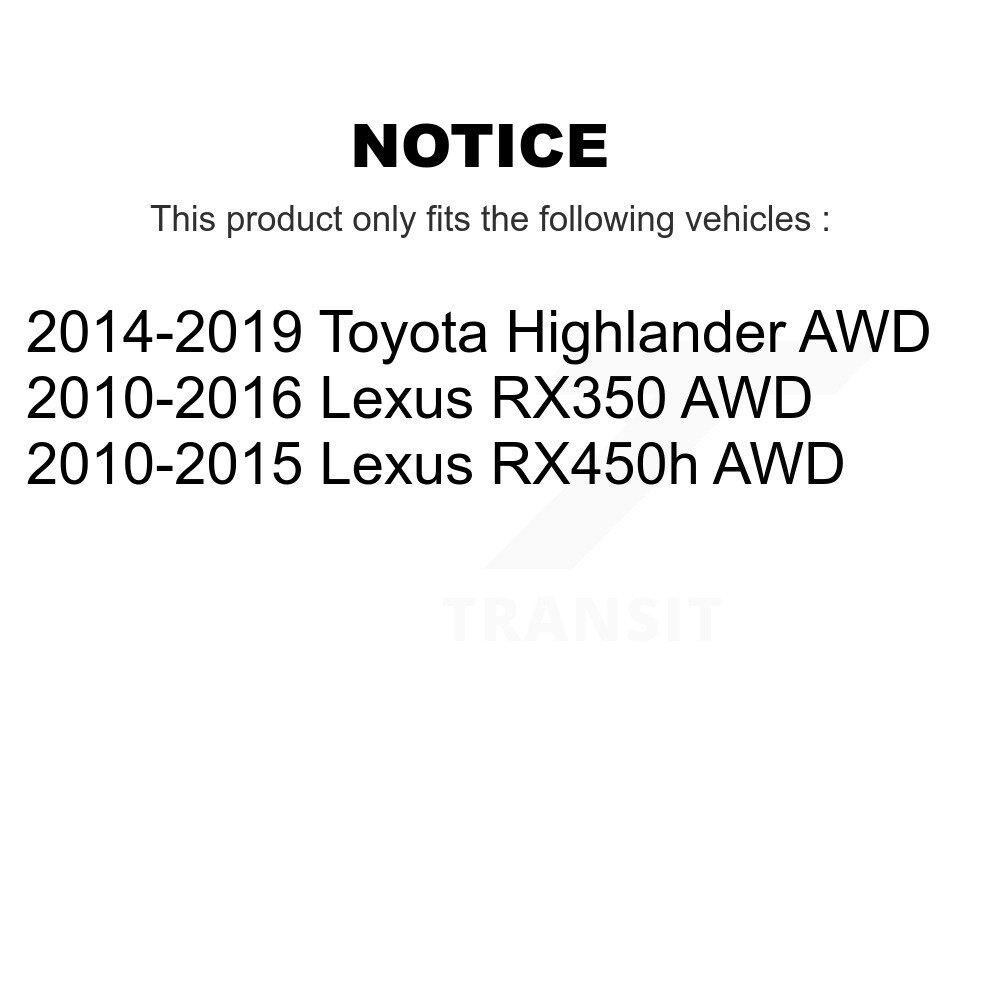 Front Rear Wheel Bearing & Hub Assembly Kit For Toyota Highlander Lexus RX350 RX450h AWD K70-101663 - Image 2
