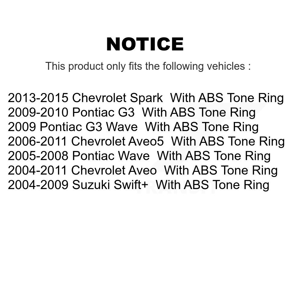 Front Rear Wheel Bearing Hub Assembly Kit For Chevrolet Aveo Pontiac Aveo5 Wave Spark G3 K70-101701 - Image 2