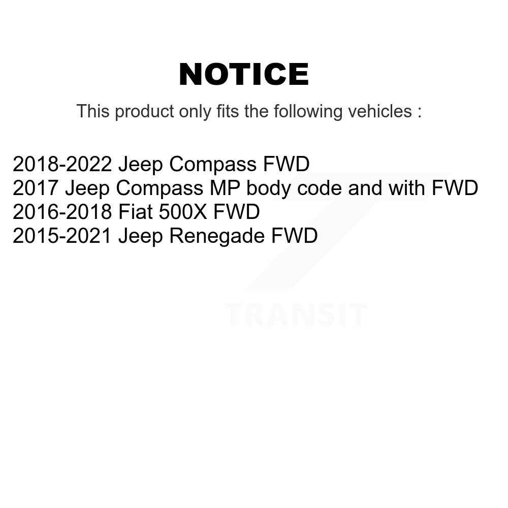 Front Rear Wheel Bearing & Hub Assembly Kit For Jeep Compass Renegade Fiat 500X K70-102037 - Image 2