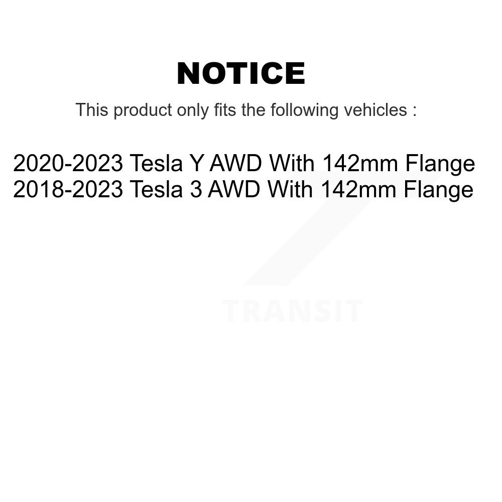 Front Wheel Bearing And Hub Assembly Pair For Tesla 3 Y With 142mm Flange AWD K70-102064 - Image 2