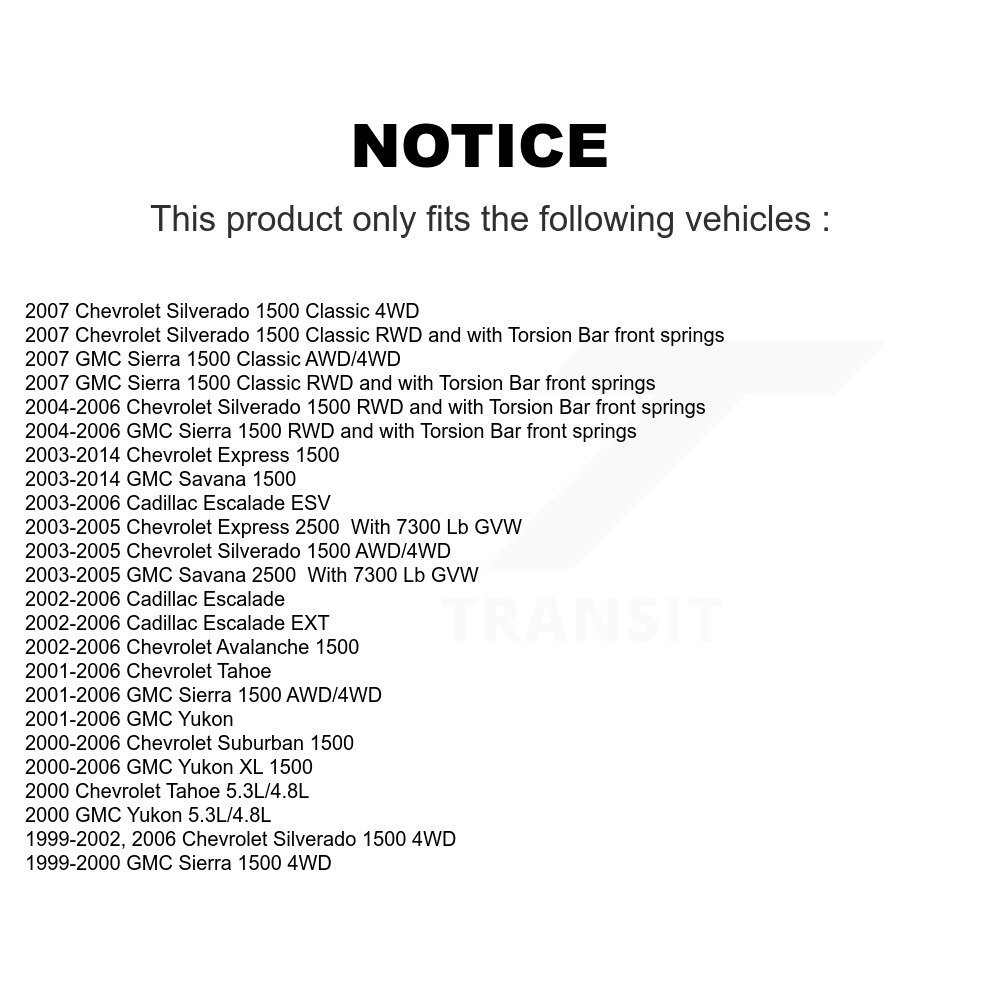 Front Lower & Upper Ball Joints Kit For Chevrolet GMC Silverado 1500 Sierra Avalanche XL K72-100716 - Image 2