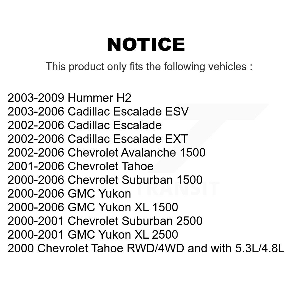 Front Rear Link Kit For Chevrolet Avalanche 1500 GMC Yukon Tahoe Cadillac Hummer H2 XL K72-100788 - Image 2