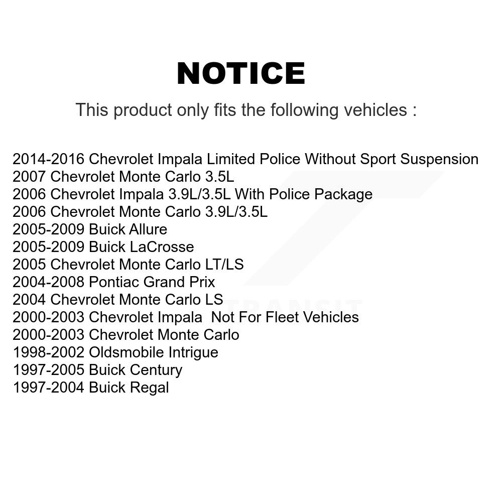 Front Control Arm Tie Rod End Kit For Buick Chevrolet LaCrosse Impala Pontiac Grand Prix K72-101058 - Image 2