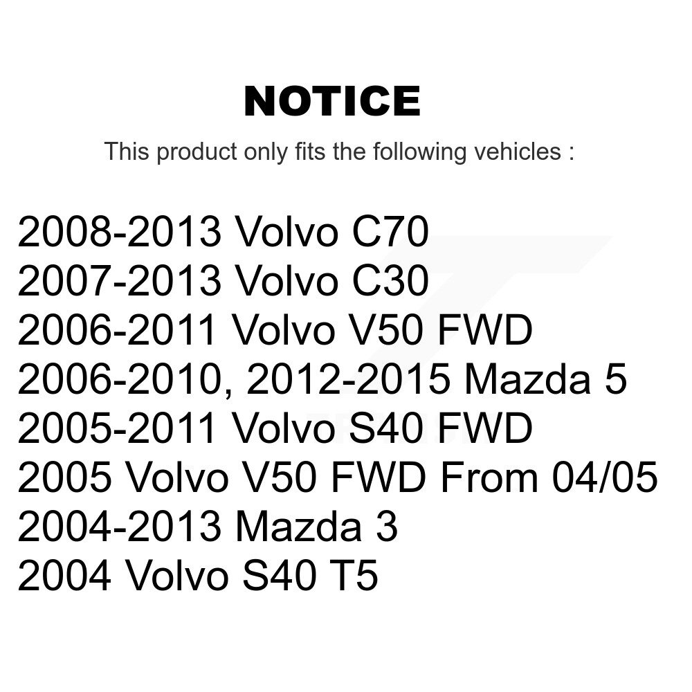 Front Suspension Strut Shock Mounting Pair For Mazda 3 5 Volvo S40 C30 V50 C70 K73-100149 - Image 2