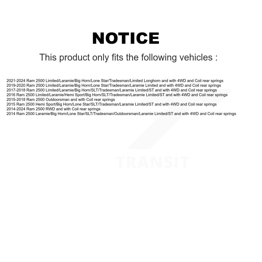Rear Suspension Shock Absorbers Pair For Ram 2500 K78-101081 - Image 2