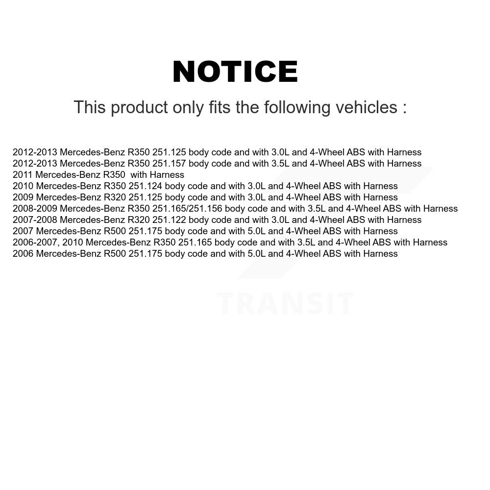 Front Wheel Bearing And ABS Sensor Kit For Mercedes-Benz R350 R320 R500 with Harness K7S-100281 - Image 2