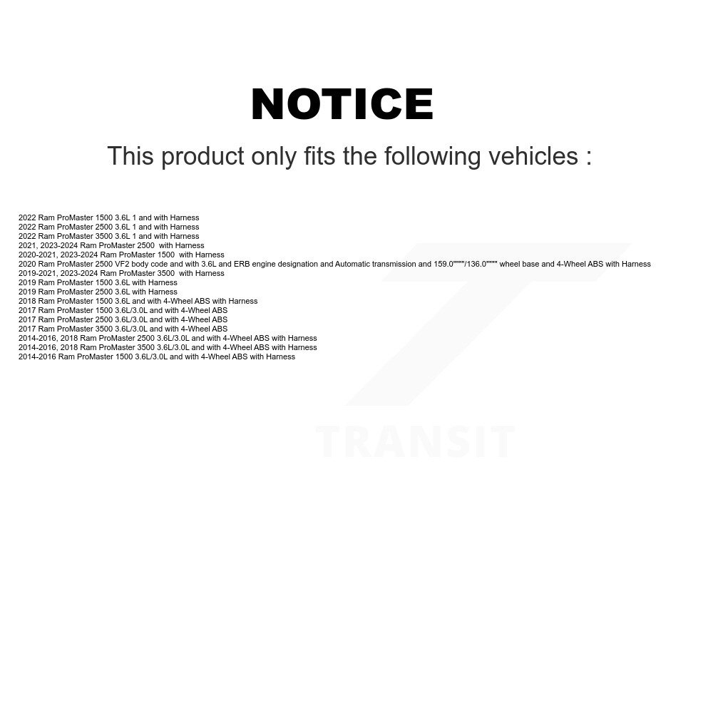 Front Wheel Bearing And ABS Sensor Kit For Ram ProMaster 2500 3500 1500 K7S-100286 - Image 2