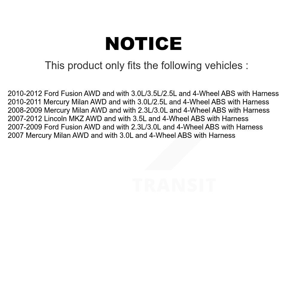 Rear Wheel Bearing ABS Sensor Kit For Ford Fusion Lincoln MKZ Mercury Milan with Harness K7S-100660 - Image 2