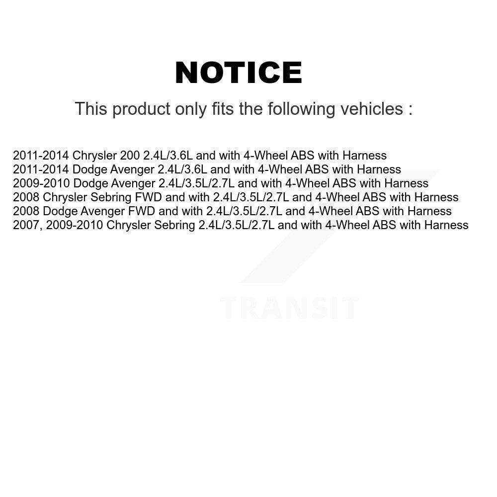 Rear Wheel Hub Bearing ABS Sensor Kit For Chrysler 200 Dodge Avenger Sebring with Harness K7S-100794 - Image 2