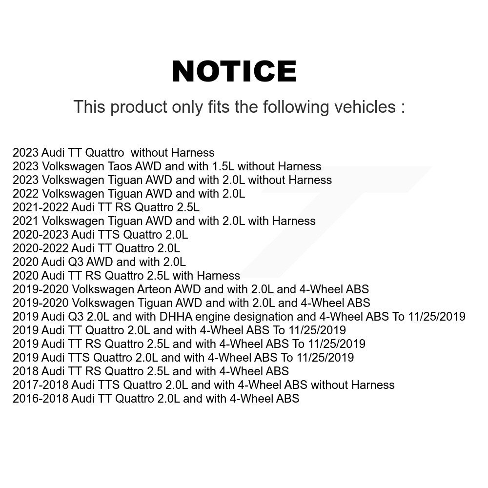 Rear Wheel Hub Bearing Sensor Kit For Volkswagen Tiguan Taos Audi Q3 Arteon TT Quattro RS K7S-100804 - Image 2