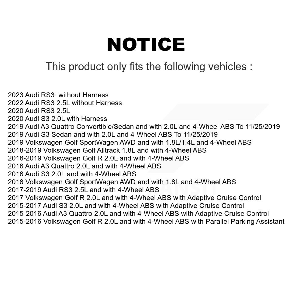 Rear Wheel Hub Bearing Sensor Kit For Volkswagen Audi Golf SportWagen R A3 Quattro S3 RS3 K7S-100995 - Image 2
