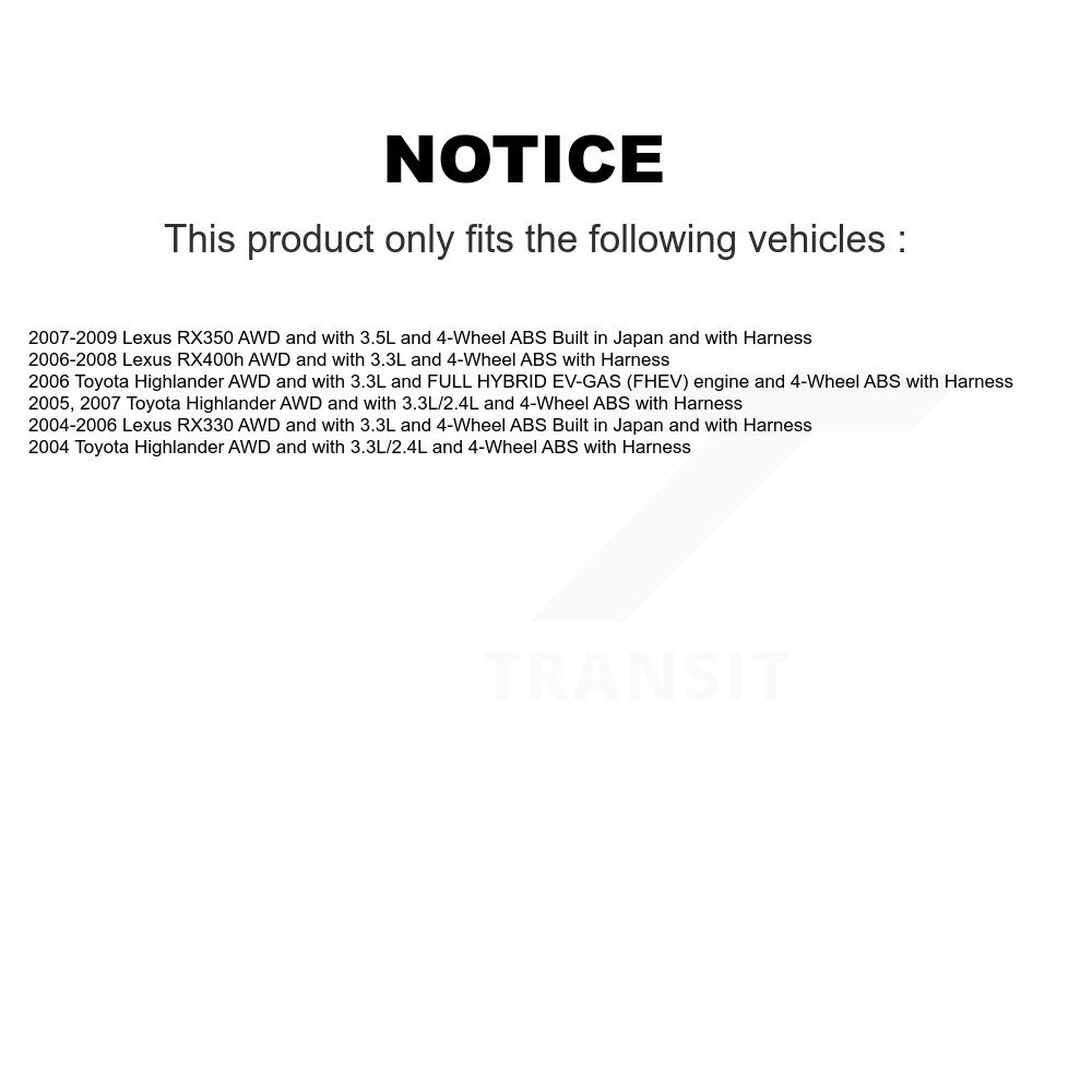 Rear Wheel Hub Bearing And ABS Sensor Kit For Lexus RX350 Toyota Highlander RX330 RX400h K7S-101226 - Image 2