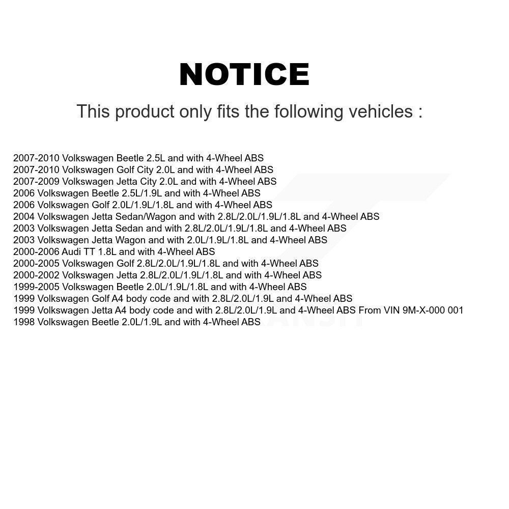 Rear Wheel Hub Bearing And ABS Sensor Kit For Volkswagen Jetta Golf Beetle City Audi TT K7S-101387 - Image 2