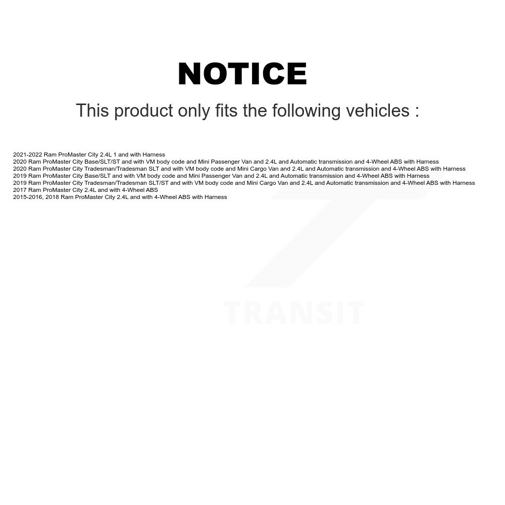Rear Wheel Hub Bearing And ABS Sensor Kit For Ram ProMaster City K7S-101471 - Image 2