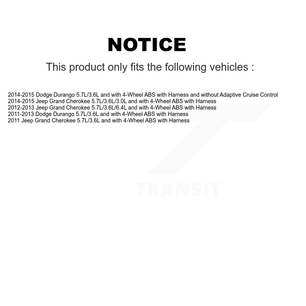 Front Rear Wheel Bearing And ABS Sensor Kit For Jeep Grand Cherokee Dodge Durango K7S-101744 - Image 2