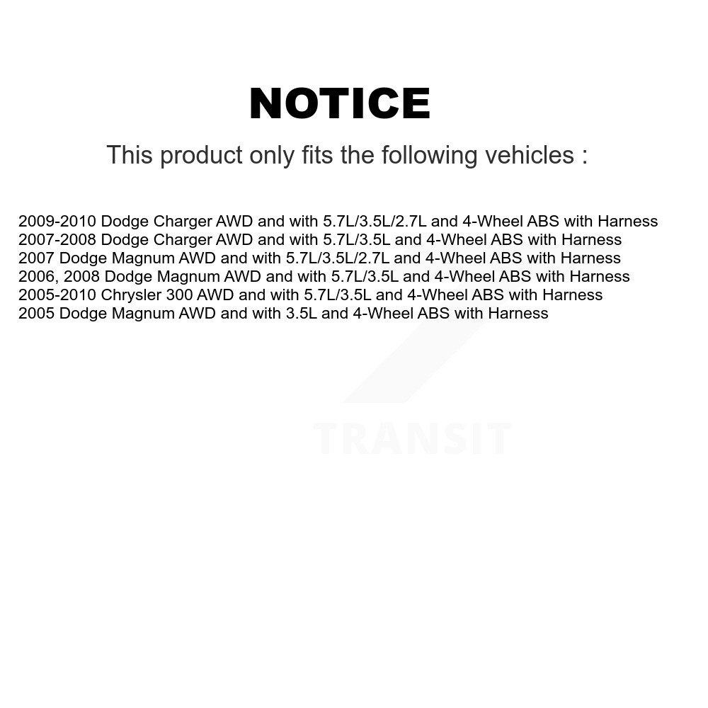 Front Wheel Hub Bearing ABS Sensor Kit For Chrysler 300 Dodge Charger Magnum with Harness K7S-101827 - Image 2