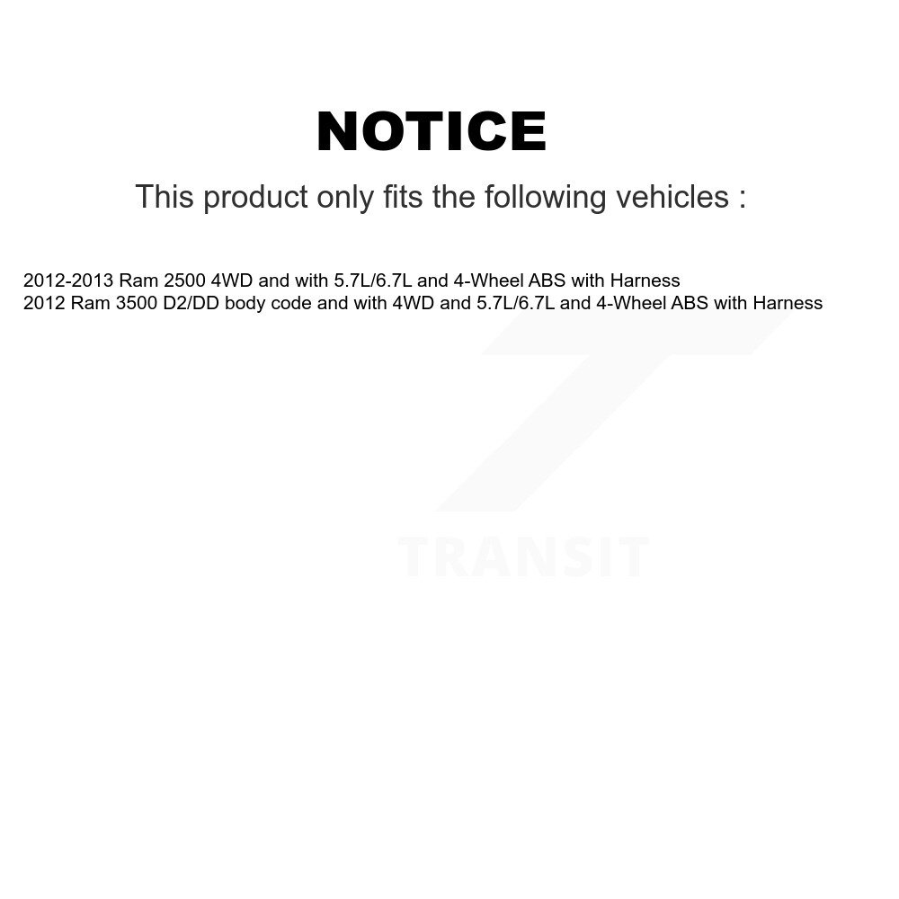 Front Wheel Hub Bearing And Extra ABS Sensor Kit For Ram 2500 3500 with Harness K7S-101837 - Image 2