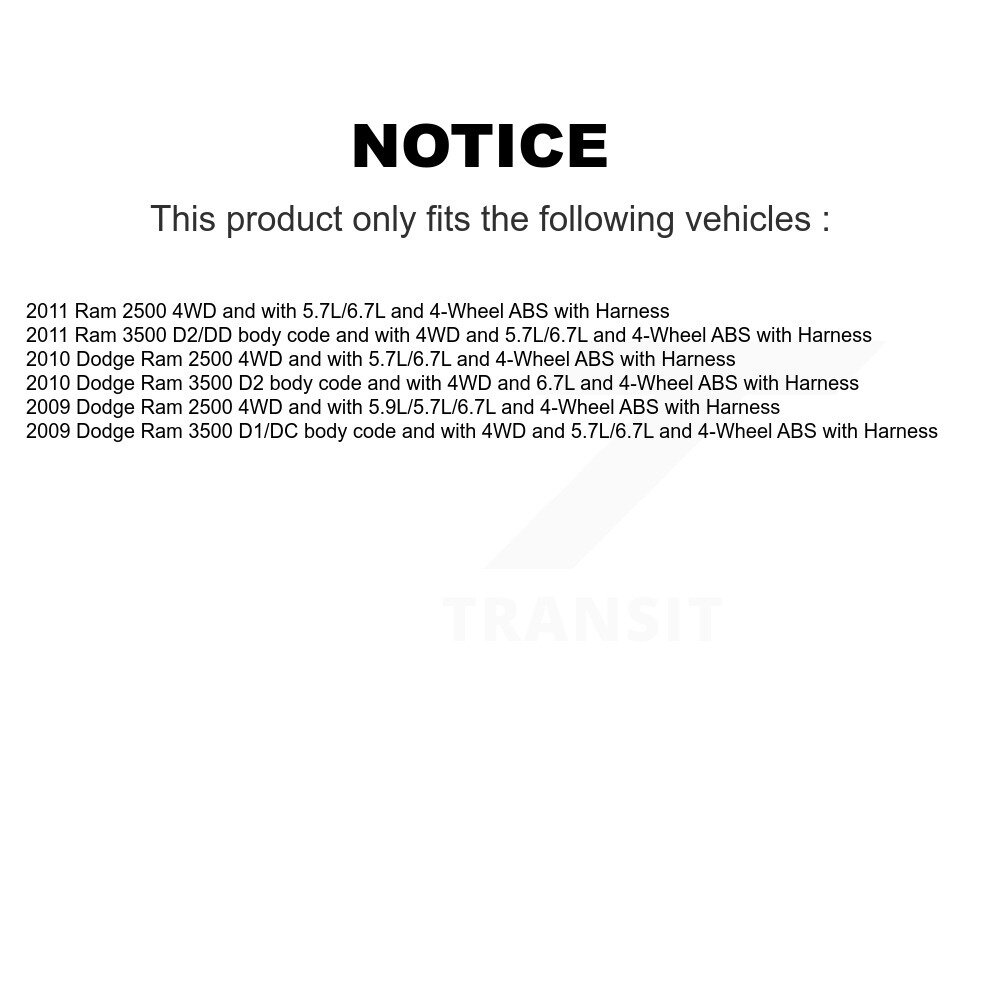 Front Wheel Hub Bearing And Extra ABS Sensor Kit For Dodge Ram 2500 3500 with Harness K7S-101838 - Image 2