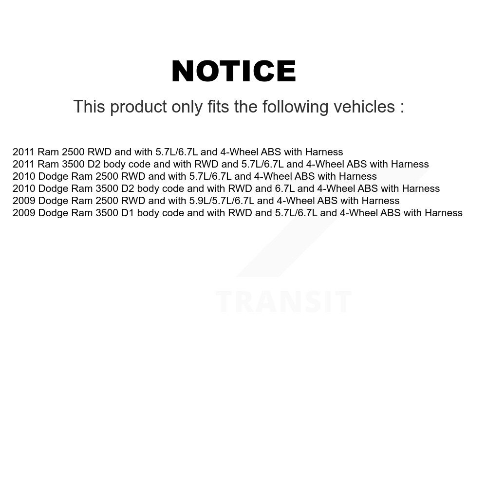 Front Wheel Hub Bearing And Extra ABS Sensor Kit For Dodge Ram 2500 3500 with Harness K7S-101839 - Image 2