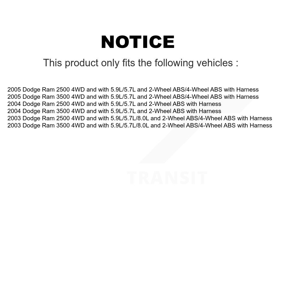 Front Wheel Hub Bearing And Extra ABS Sensor Kit For Dodge Ram 2500 3500 with Harness K7S-101897 - Image 2