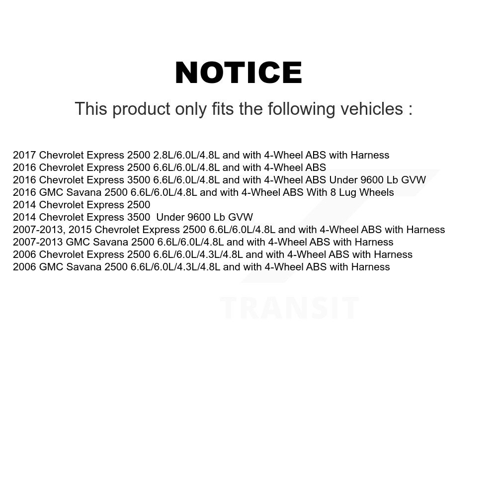 Front Wheel Hub Bearing & Extra ABS Sensor Kit For Chevrolet Express 2500 GMC Savana 3500 K7S-101985 - Image 2